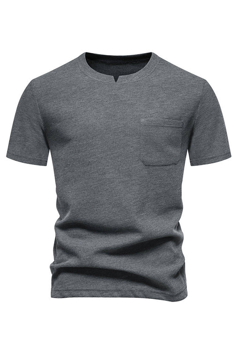 Camisa de punto blanco de algodón y cuello redondo de manga corta para hombre
