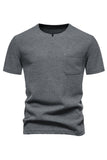 Camisa de punto blanco de algodón y cuello redondo de manga corta para hombre