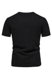 Camisa de punto blanco de algodón y cuello redondo de manga corta para hombre