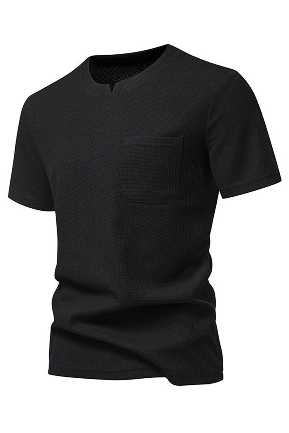 Camisa de punto blanco de algodón y cuello redondo de manga corta para hombre