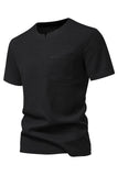 Camisa de punto blanco de algodón y cuello redondo de manga corta para hombre