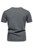 Camisa de punto blanco de algodón y cuello redondo de manga corta para hombre