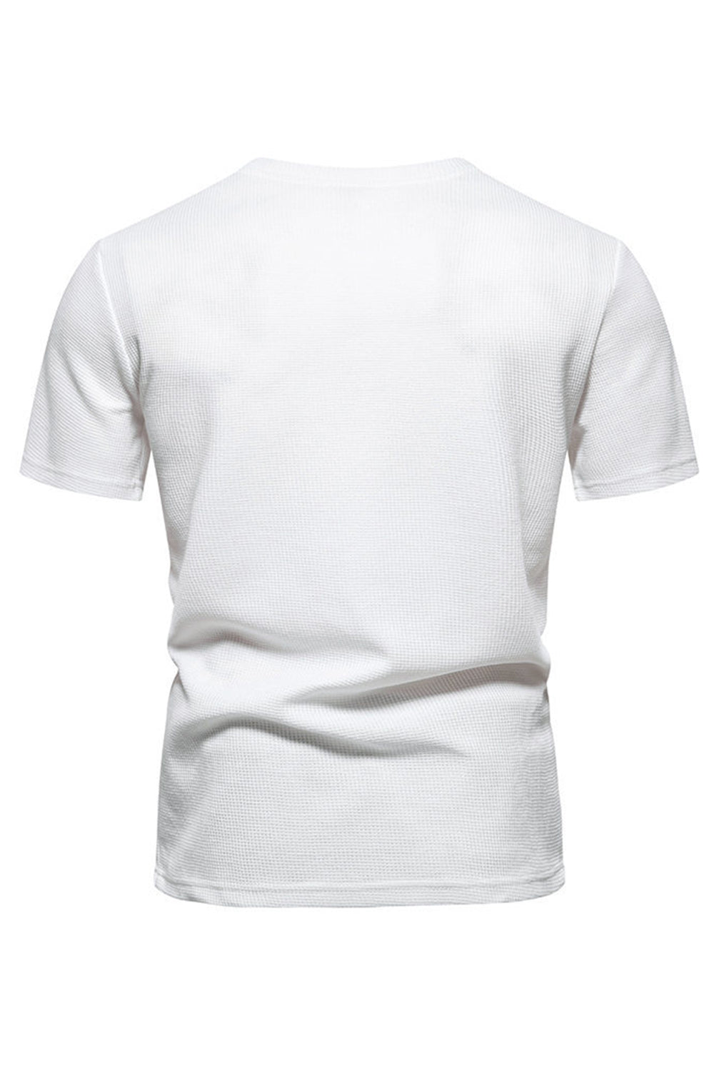 Camisa de punto blanco de algodón y cuello redondo de manga corta para hombre