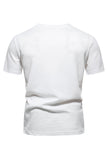 Camisa de punto blanco de algodón y cuello redondo de manga corta para hombre