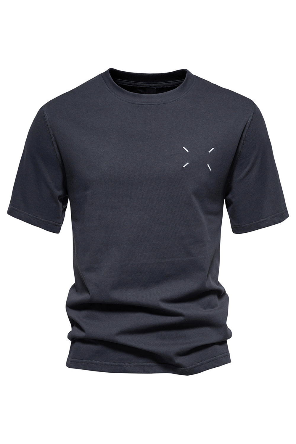 Camisa de hombre de manga corta y cuello redondo de algodón negro