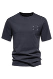 Camisa de hombre de manga corta y cuello redondo de algodón negro