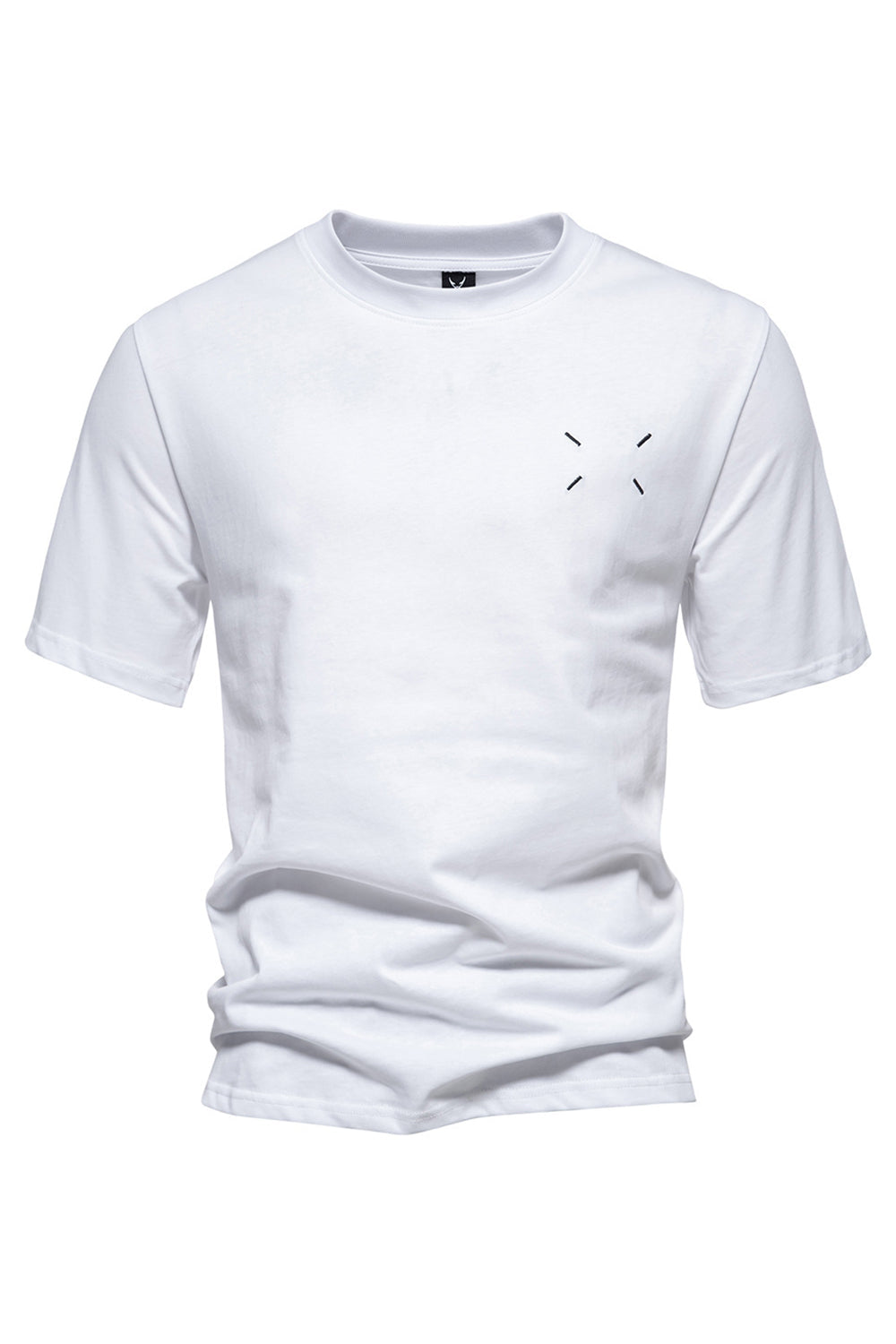 Camisa de hombre de manga corta y cuello redondo de algodón negro