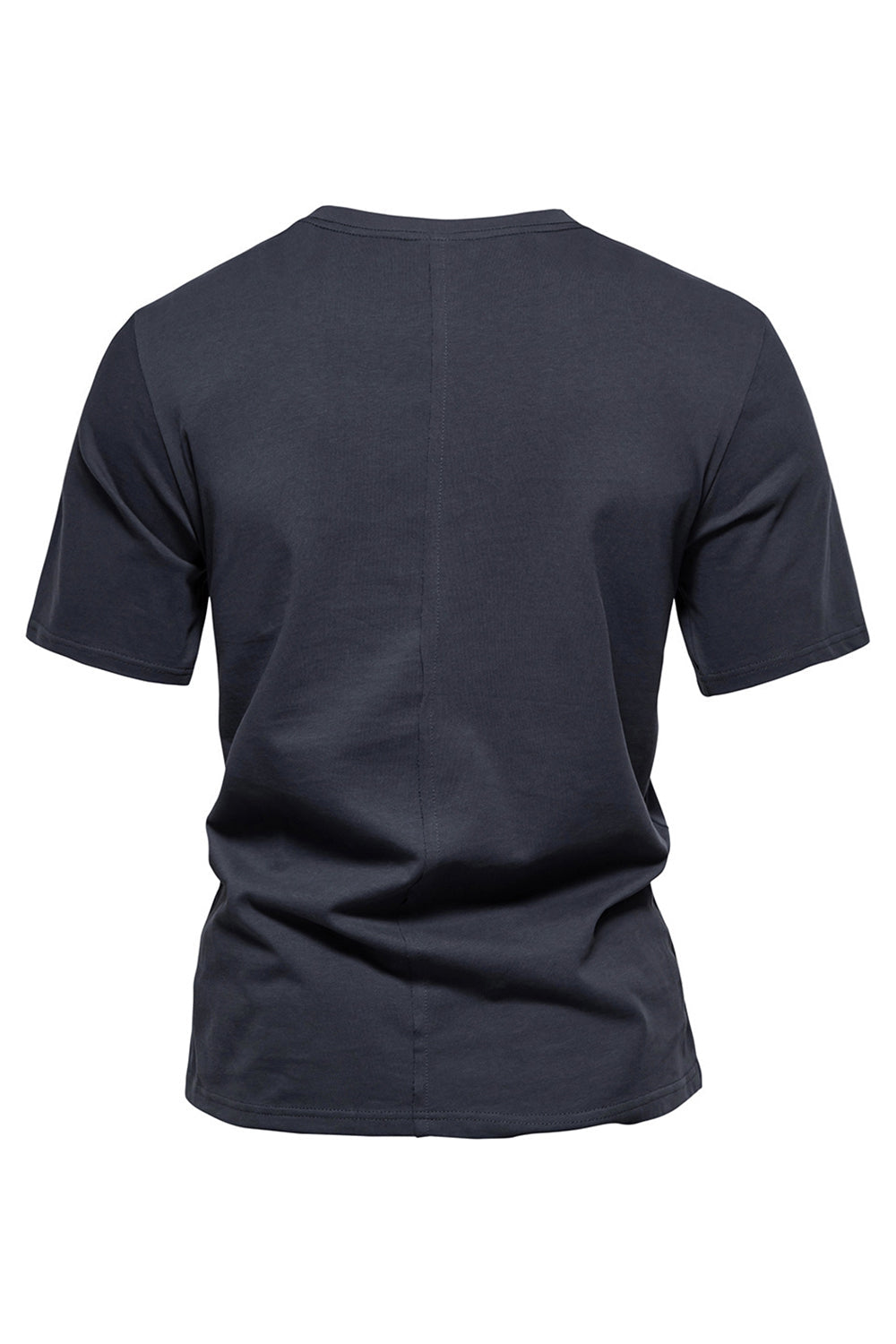 Camisa negra de manga corta y cuello redondo de algodón para hombre