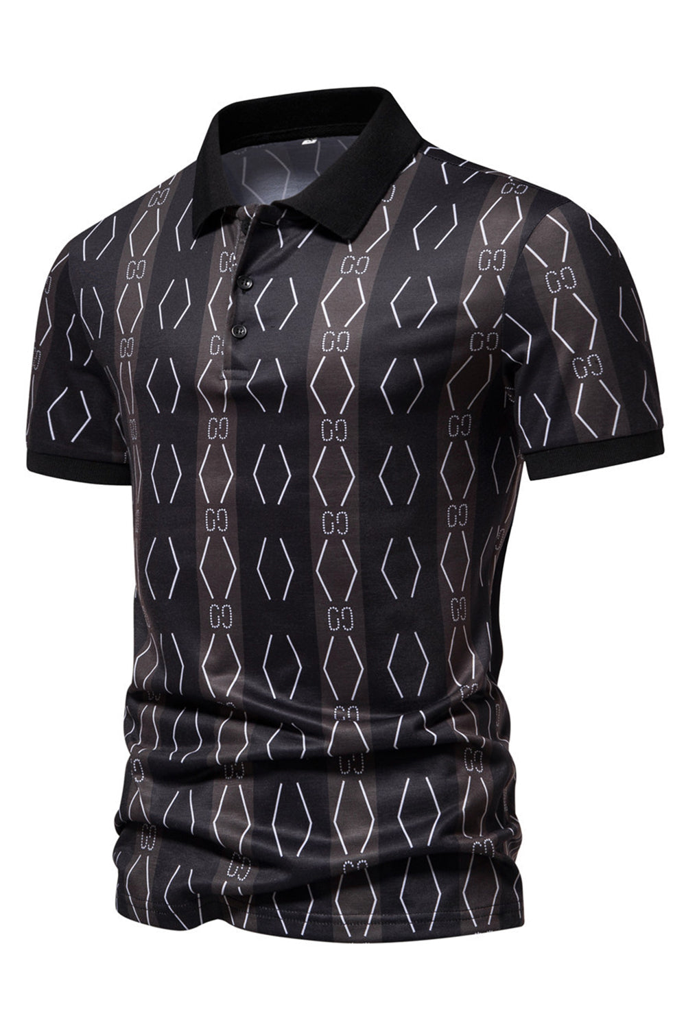 Polo de hombre de manga corta estampado con estampado negro