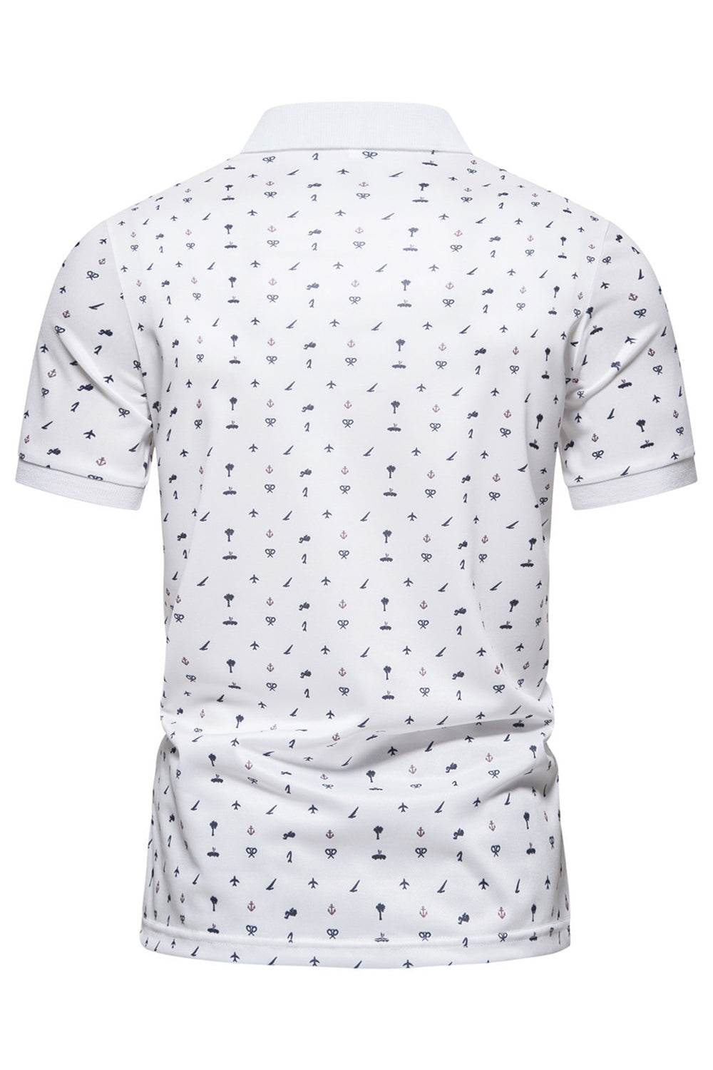 Polo de manga corta estampado con estampado azul oscuro para hombre