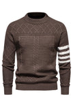 Suéter blanco de cuello redondo y jersey trenzado para hombre