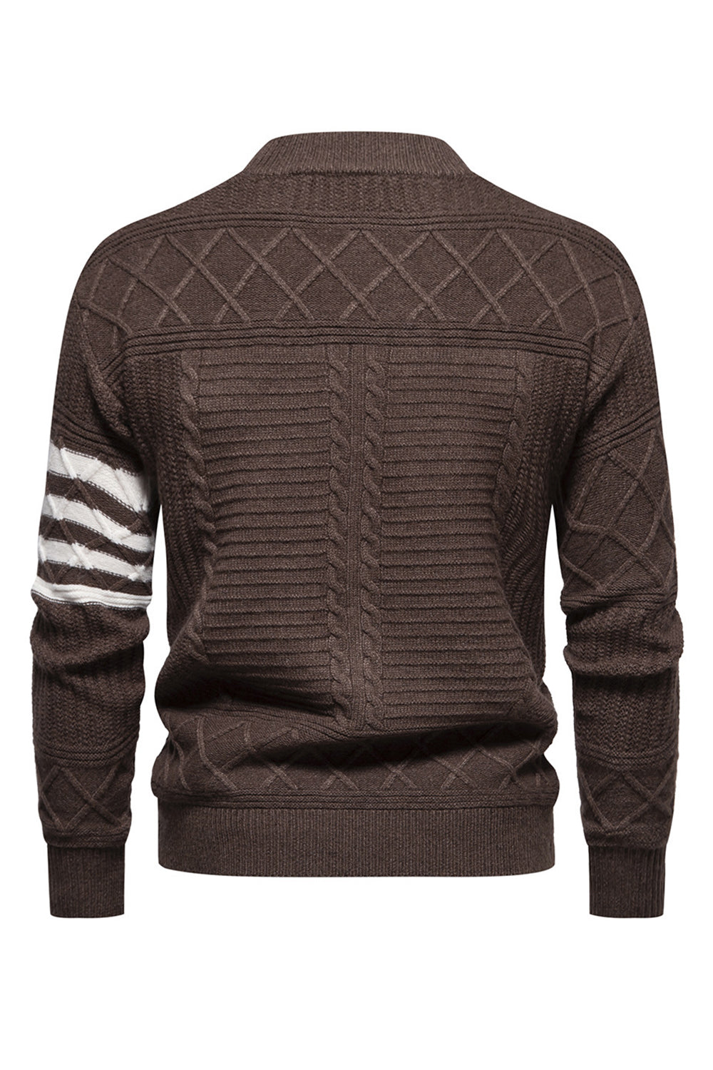 Suéter blanco de cuello redondo y jersey trenzado para hombre