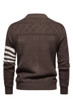 Suéter blanco de cuello redondo y jersey trenzado para hombre