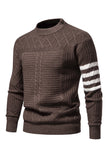 Suéter blanco de cuello redondo y jersey trenzado para hombre
