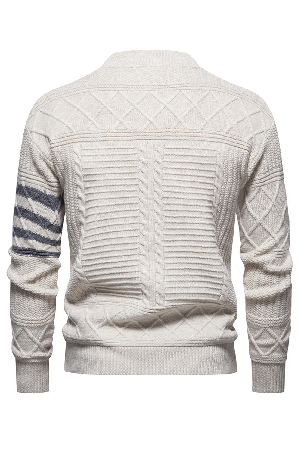 Suéter blanco de cuello redondo y jersey trenzado para hombre