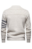 Suéter blanco de cuello redondo y jersey trenzado para hombre