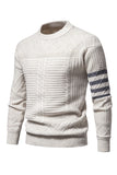 Suéter blanco de cuello redondo y jersey trenzado para hombre