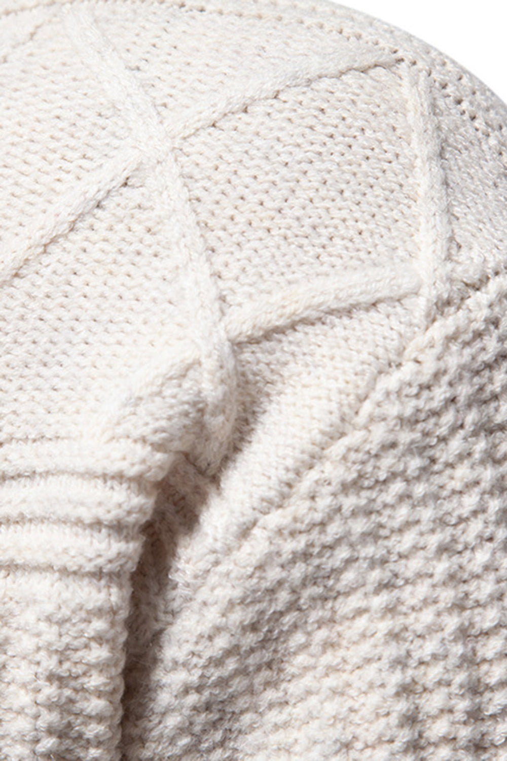 Suéter blanco de cuello redondo y jersey trenzado para hombre