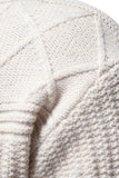 Suéter blanco de cuello redondo y jersey trenzado para hombre