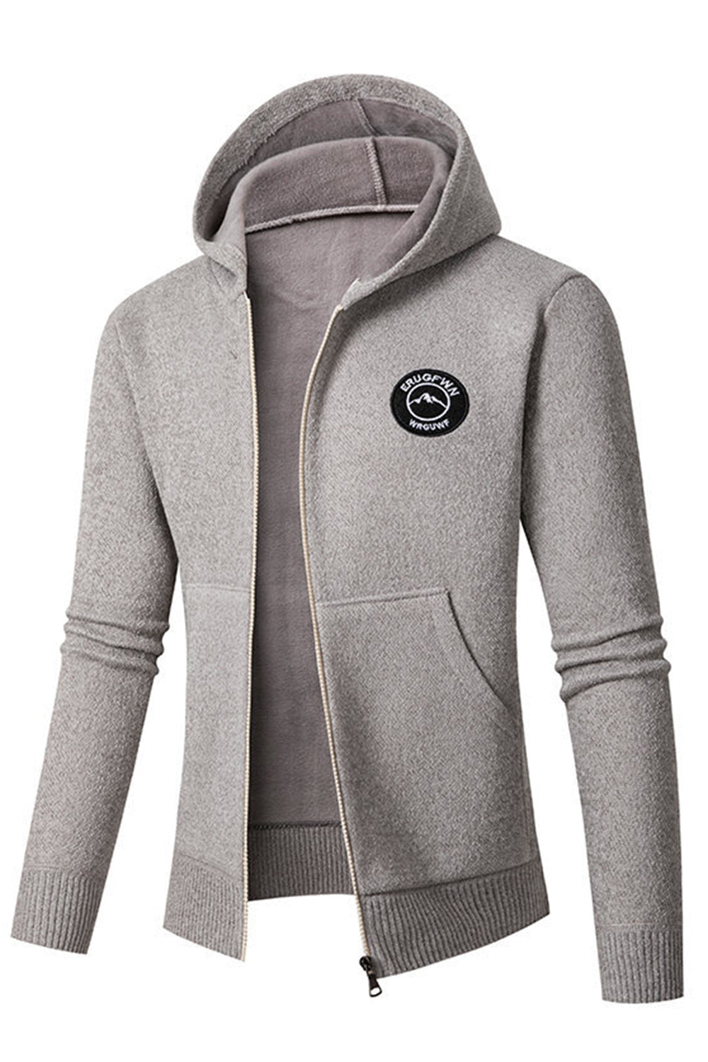Chaqueta cárdigan con capucha gris para hombre