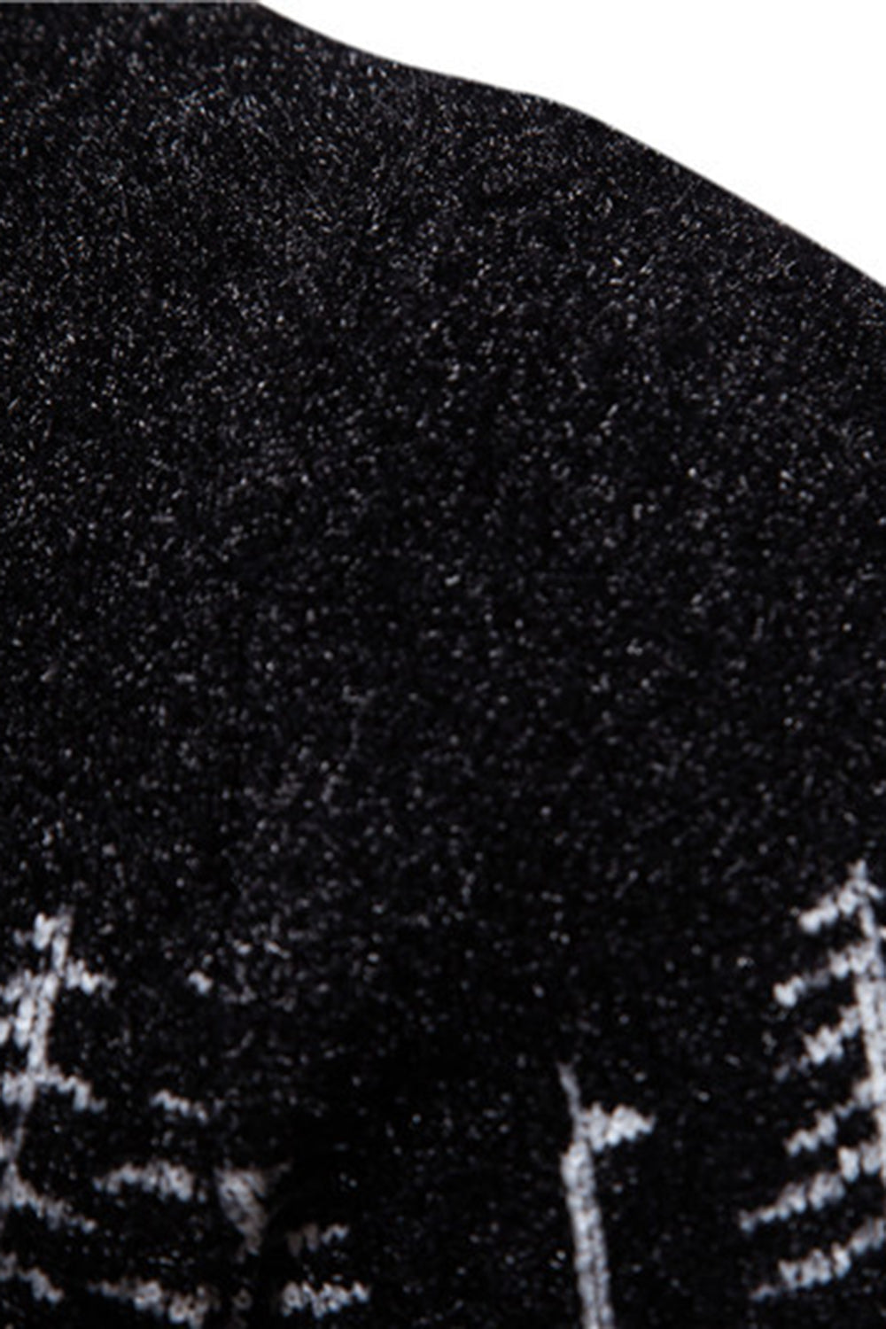 Suéter negro slim fit con estampado de ciervos navideños con cuello redondo para hombre
