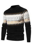 Top de suéter para hombre negro con cuello redondo y corte ajustado