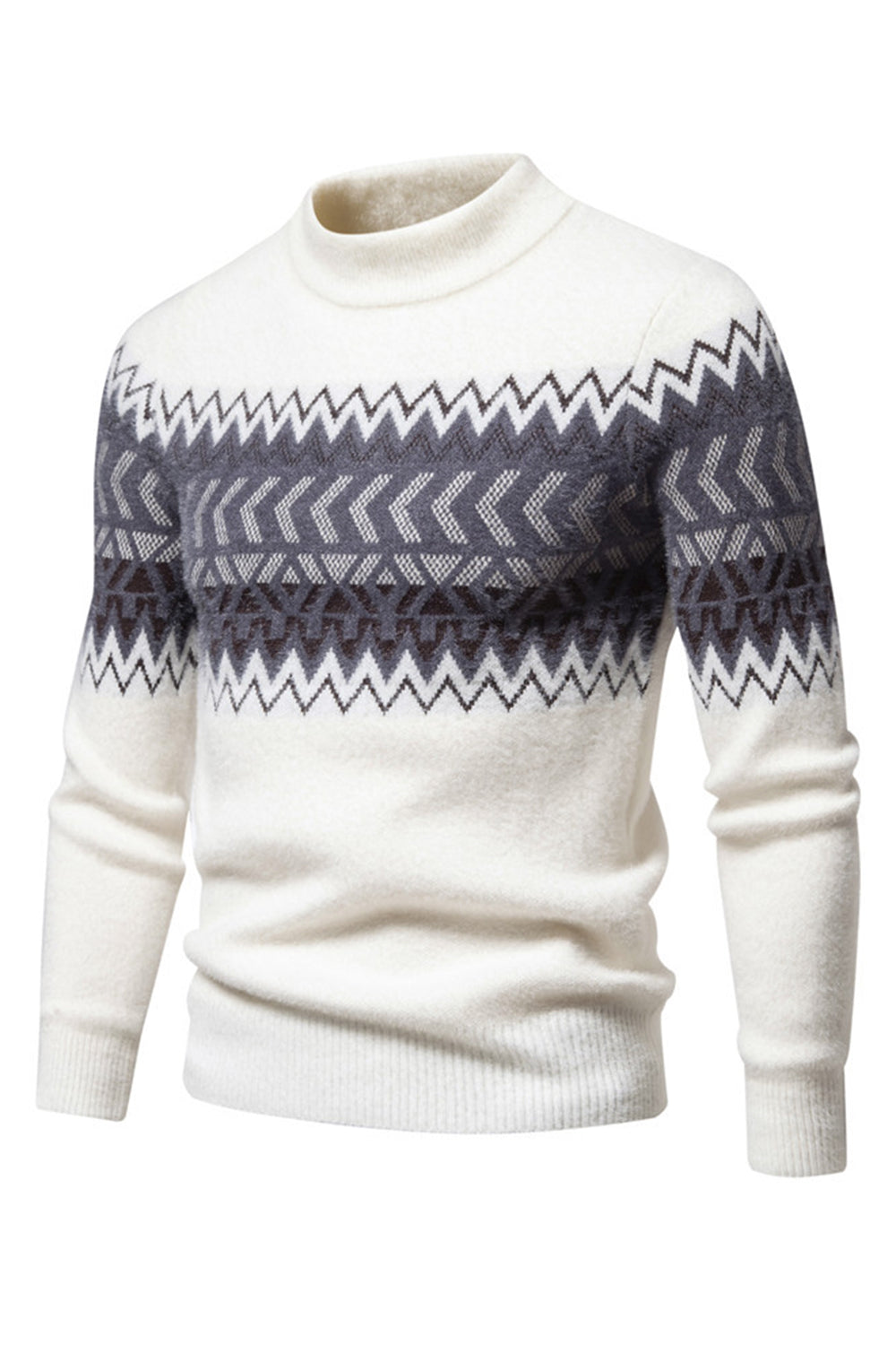 Top de suéter para hombre negro con cuello redondo y corte ajustado