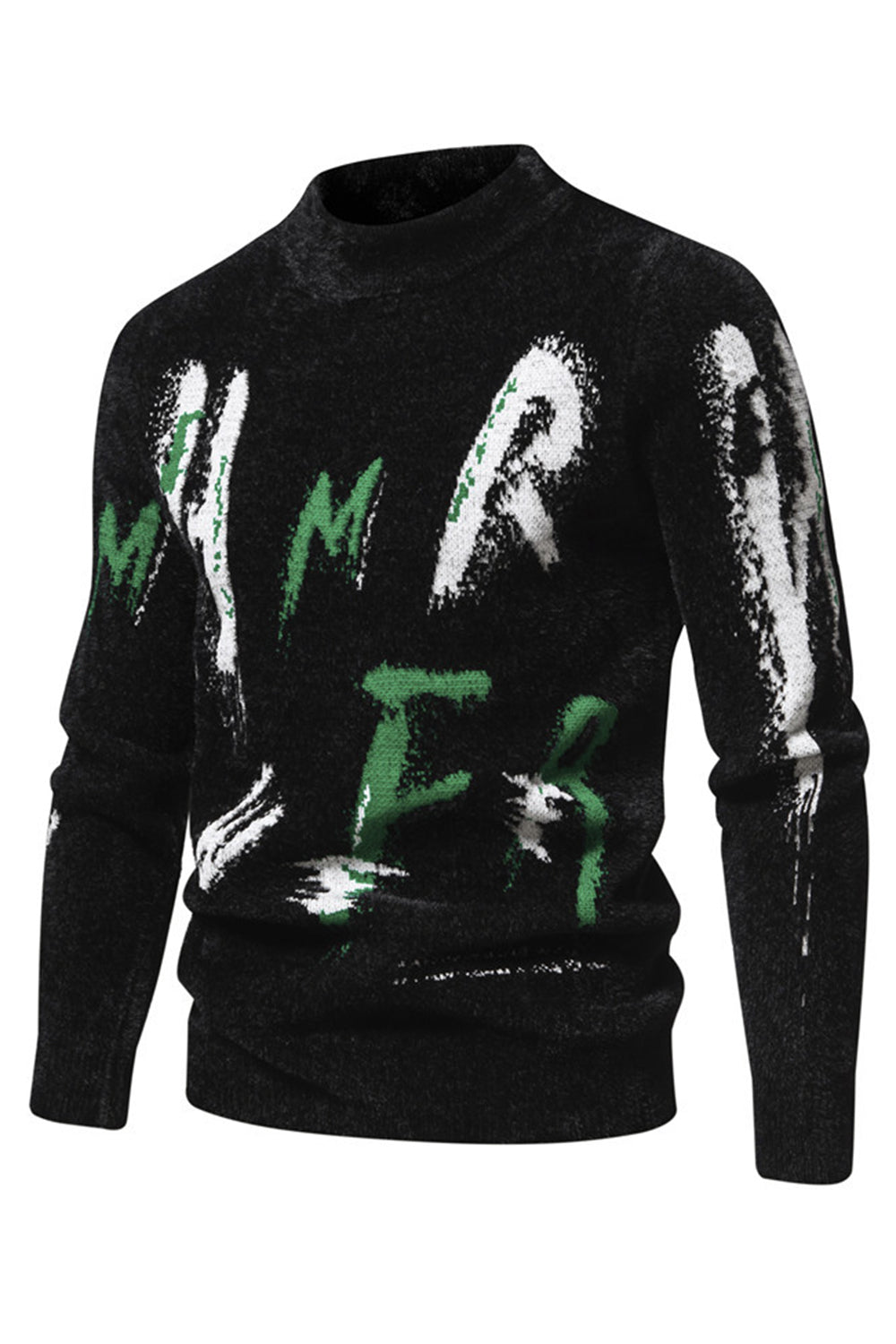 Suéter blanco de cuello redondo slim fit para hombre