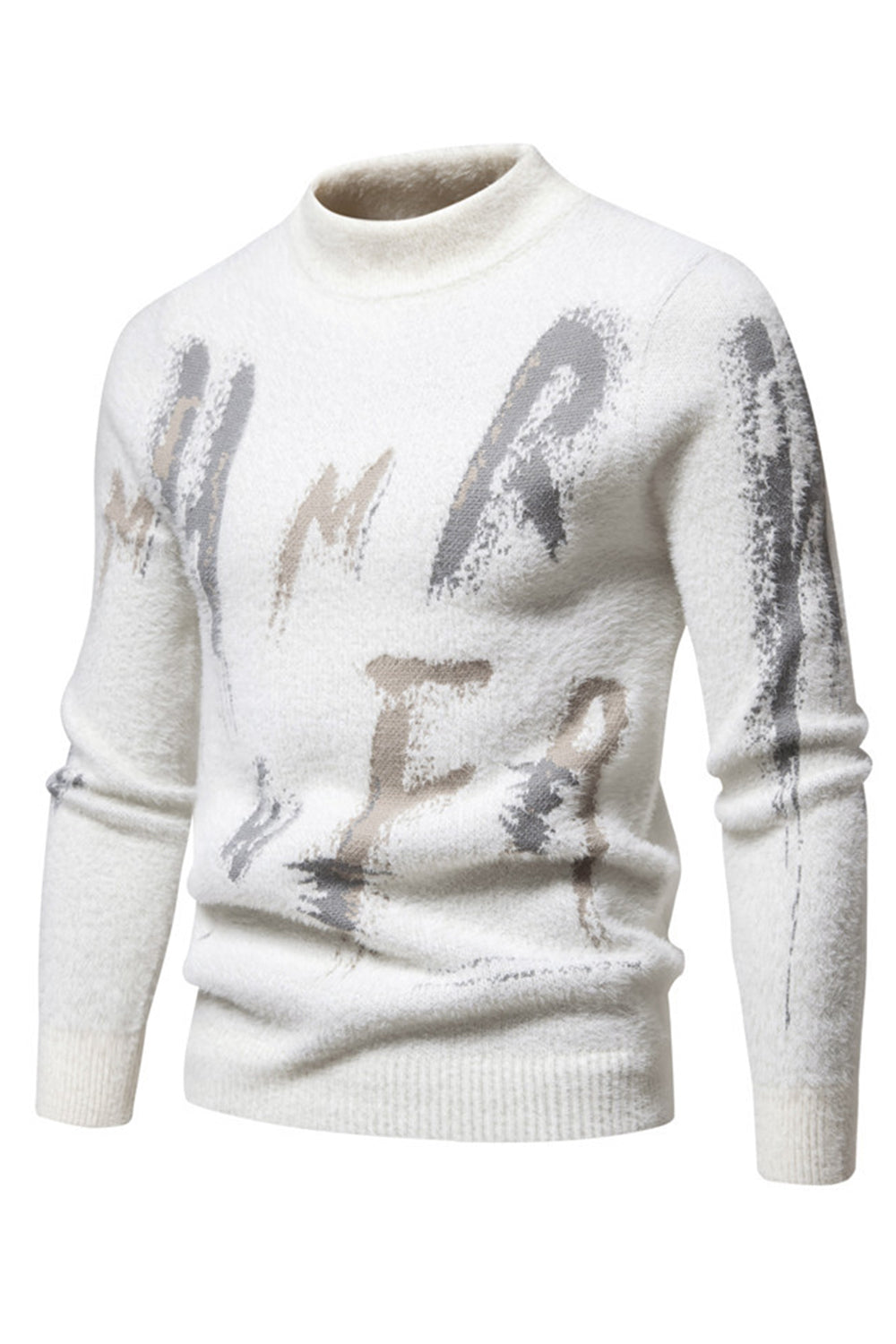 Suéter blanco de cuello redondo slim fit para hombre