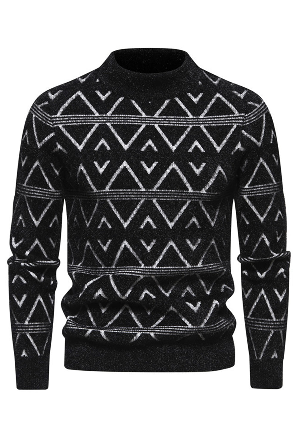 Suéter jersey blanco para hombre con cuello redondo y estampado de rayas