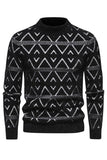 Suéter jersey blanco para hombre con cuello redondo y estampado de rayas