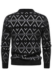 Suéter jersey blanco para hombre con cuello redondo y estampado de rayas