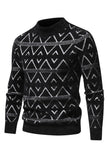 Suéter jersey blanco para hombre con cuello redondo y estampado de rayas