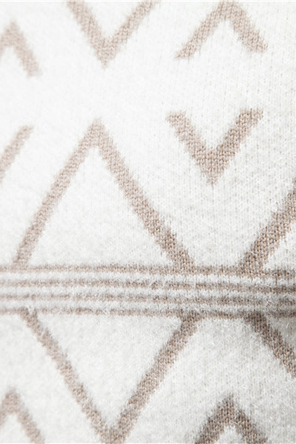 Suéter jersey blanco para hombre con cuello redondo y estampado de rayas