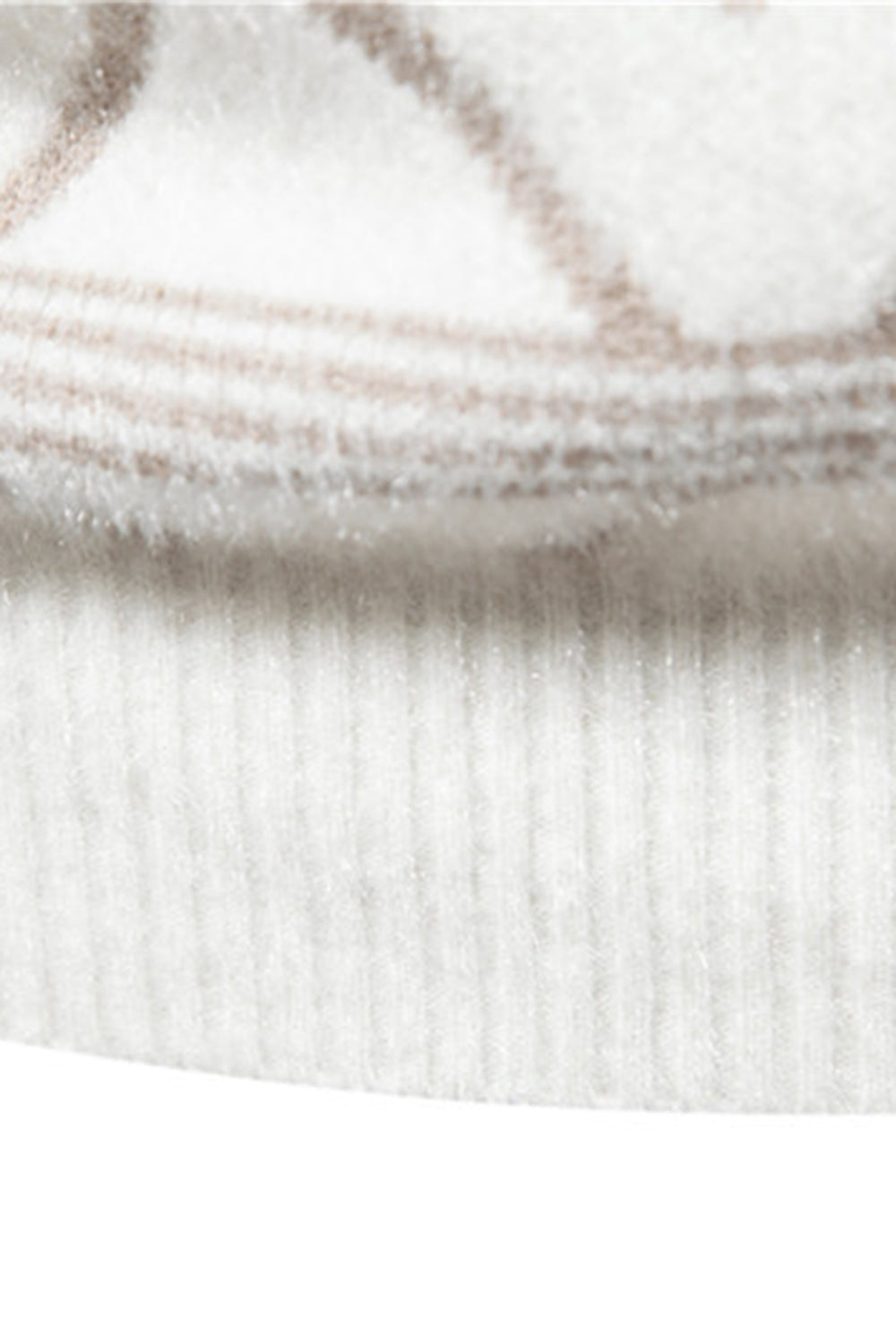 Suéter jersey blanco para hombre con cuello redondo y estampado de rayas