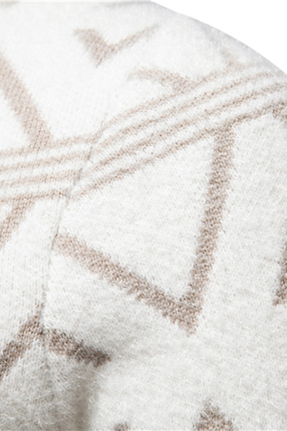 Suéter jersey blanco para hombre con cuello redondo y estampado de rayas