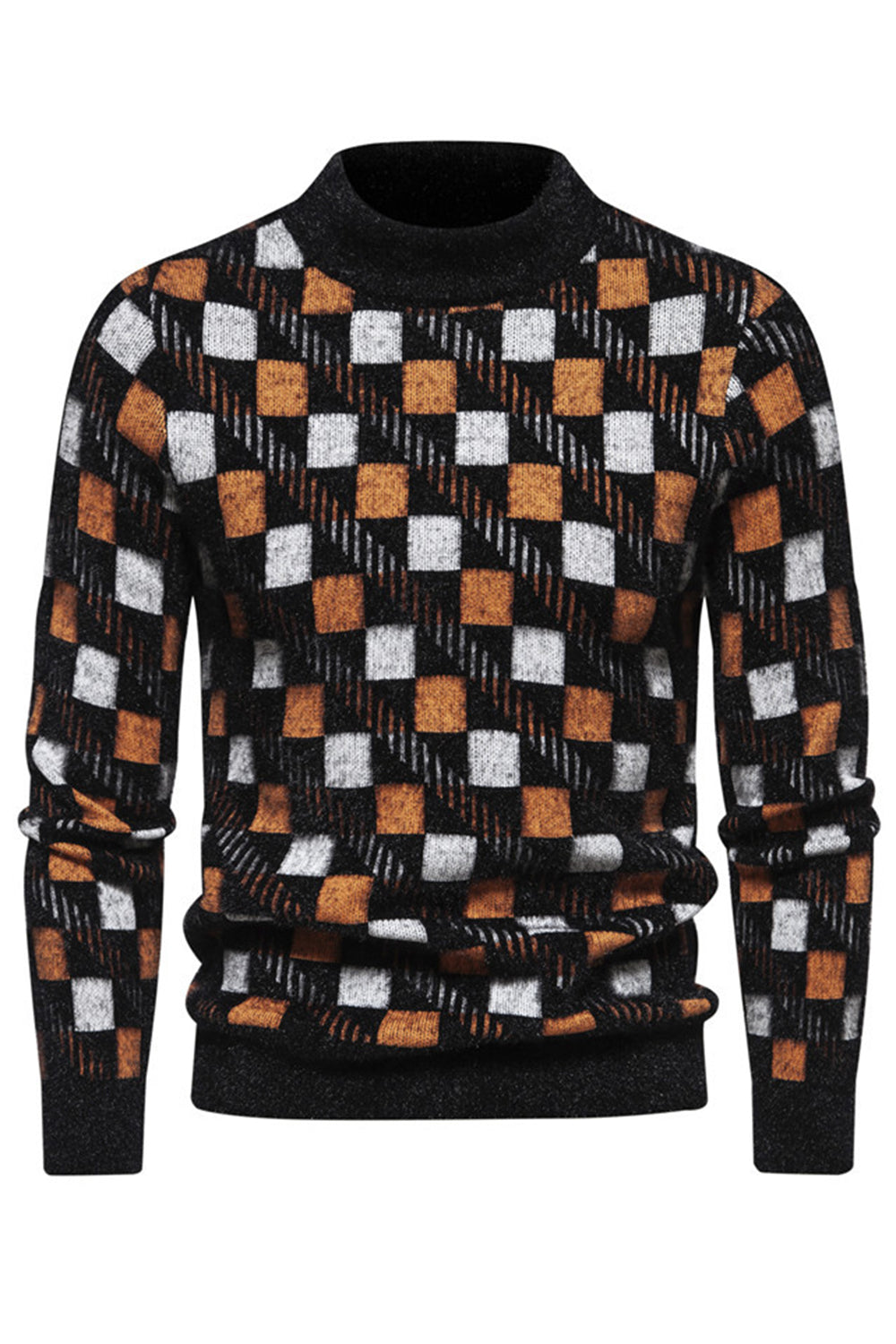 Jersey de punto estampado blanco para hombre con cuello redondo