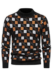 Jersey de punto estampado blanco para hombre con cuello redondo