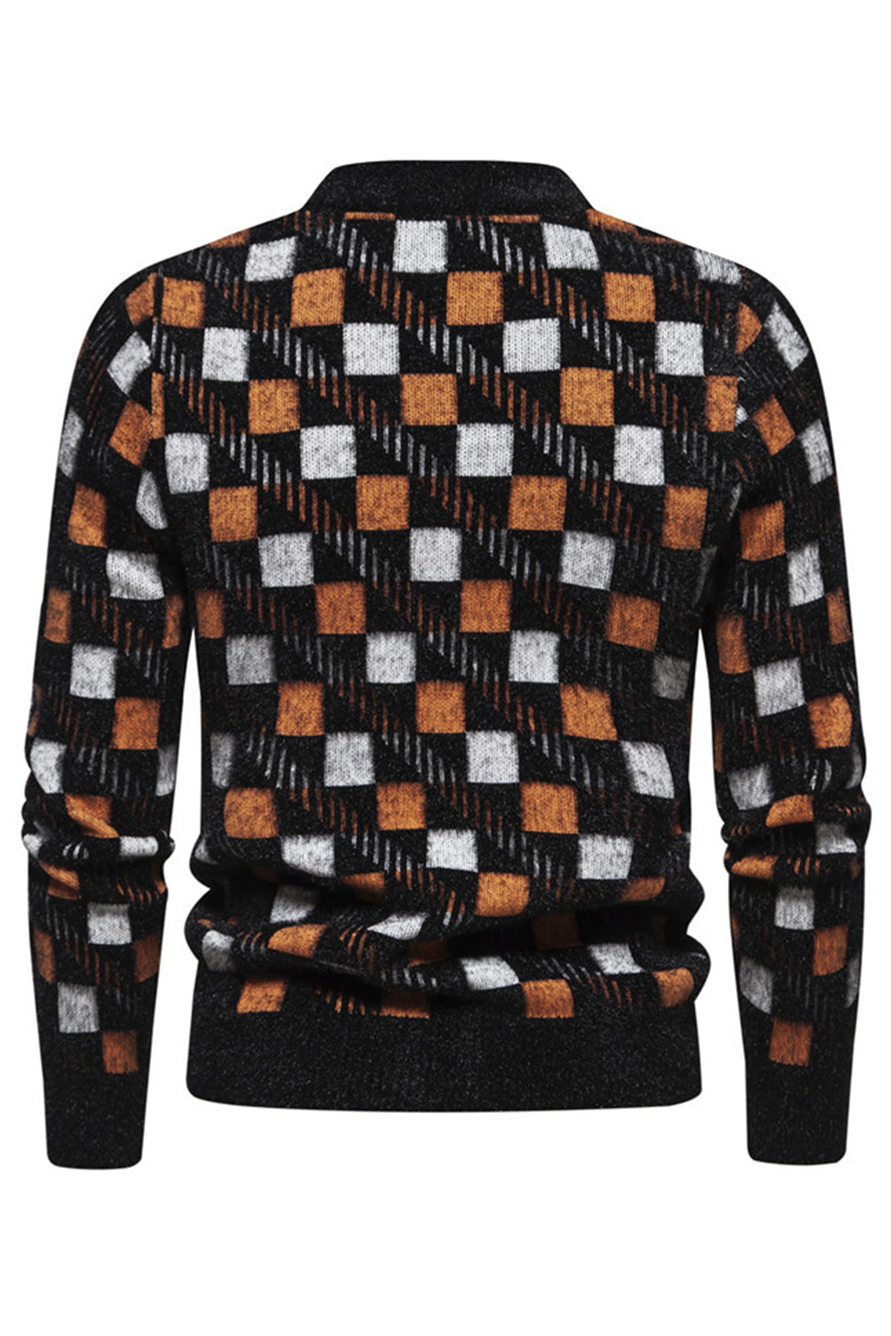 Jersey de punto estampado blanco para hombre con cuello redondo