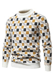 Jersey de punto estampado blanco para hombre con cuello redondo