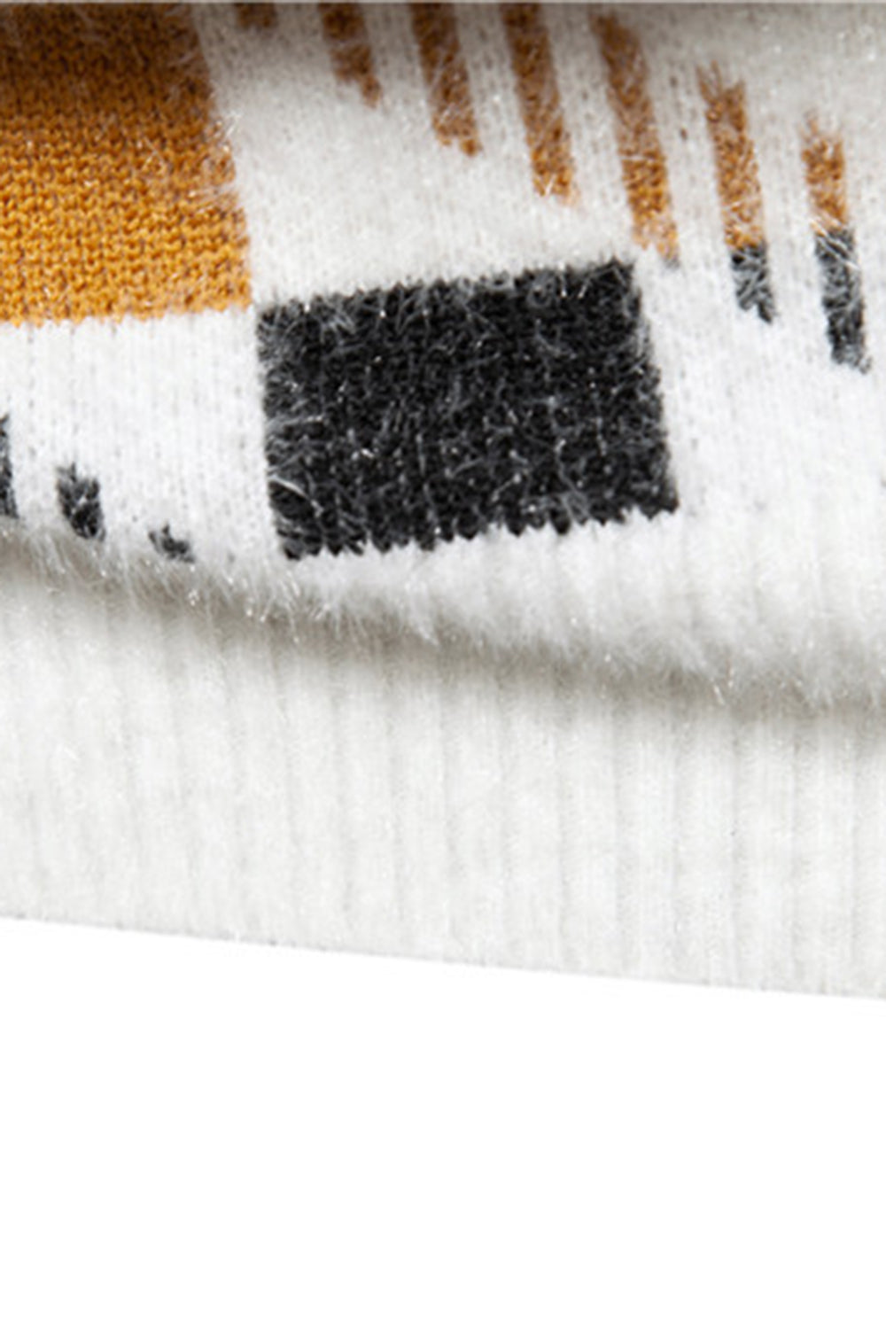 Jersey de punto estampado blanco para hombre con cuello redondo