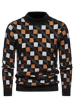 Jersey de punto estampado blanco para hombre con cuello redondo