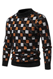 Jersey de punto estampado blanco para hombre con cuello redondo
