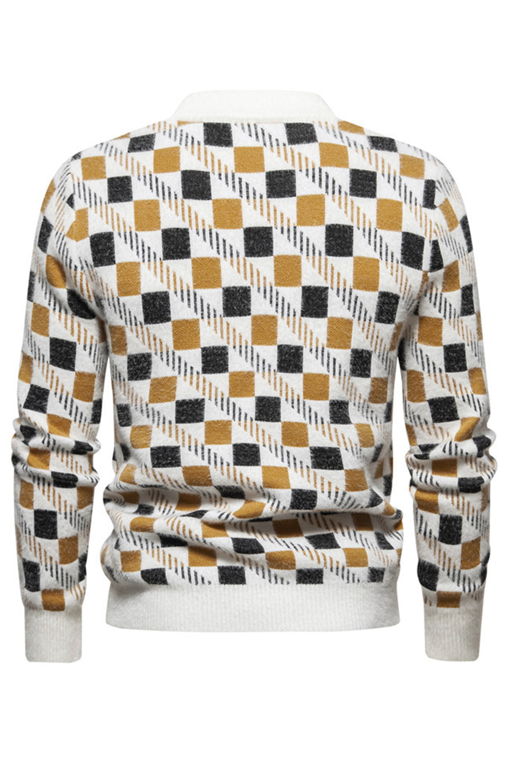 Jersey de punto estampado blanco para hombre con cuello redondo