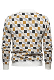 Jersey de punto estampado blanco para hombre con cuello redondo