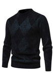 Jersey de punto estampado de cuello redondo color caqui claro para hombre