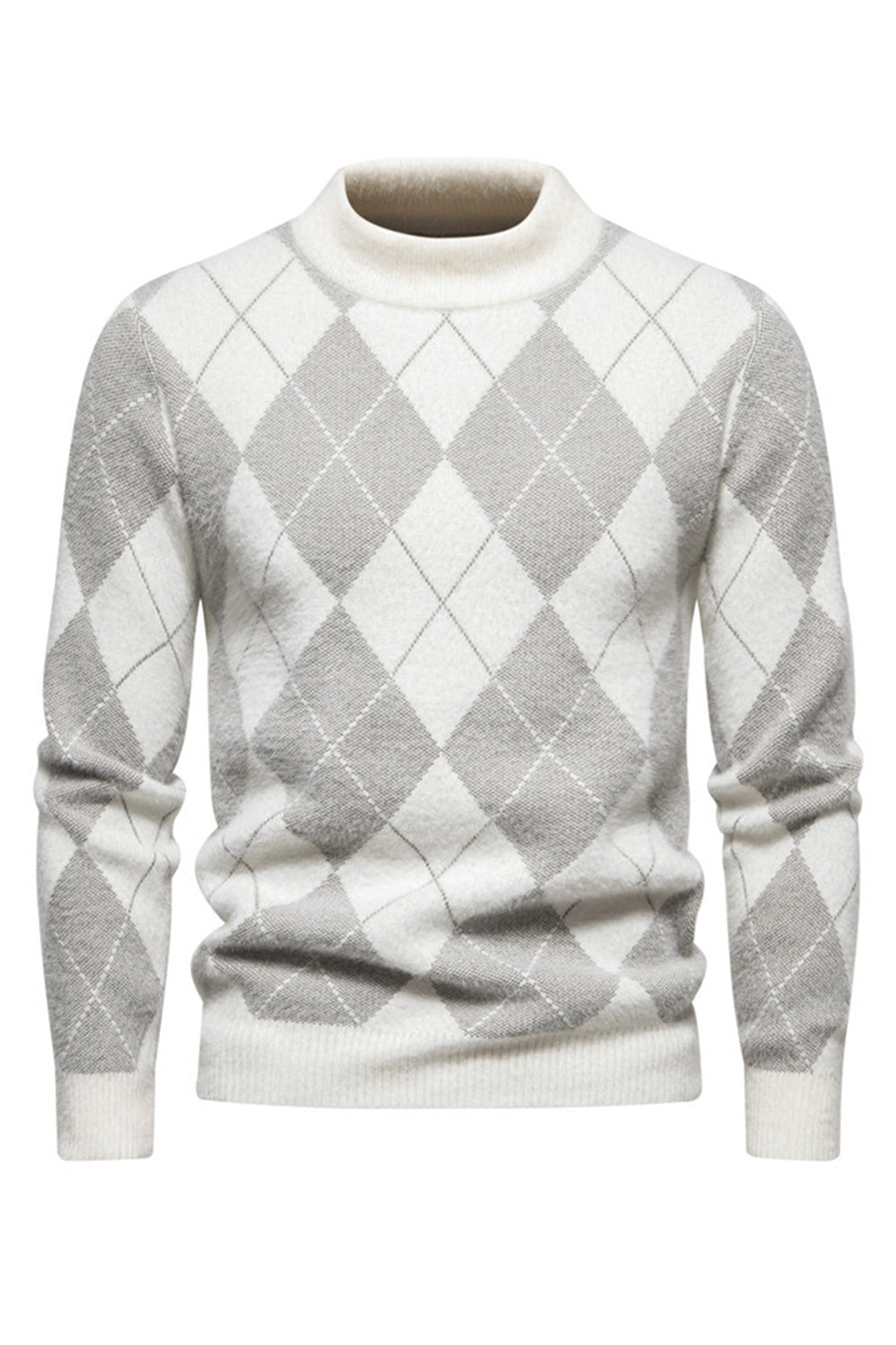 Jersey de punto estampado de cuello redondo color caqui claro para hombre