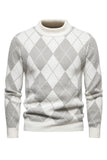 Jersey de punto estampado de cuello redondo color caqui claro para hombre
