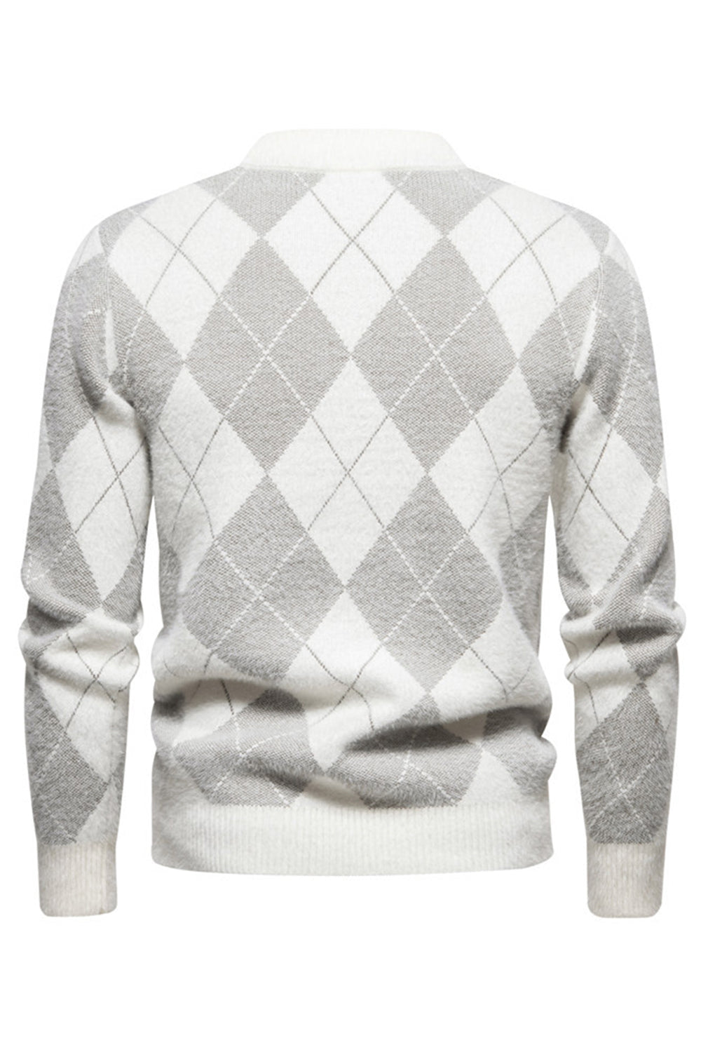 Jersey de punto estampado de cuello redondo color caqui claro para hombre