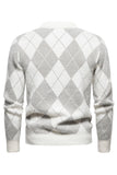Jersey de punto estampado de cuello redondo color caqui claro para hombre